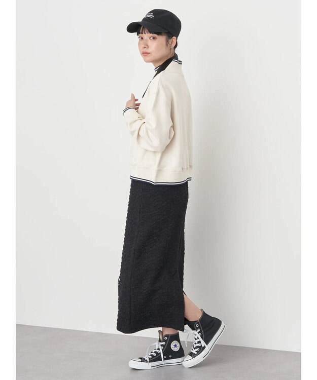 earth music&ecology ふくれジャガードナロースカート Black