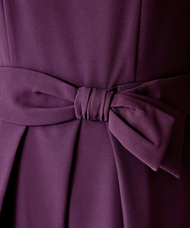 Tiaclasse 【セレモニー・新色追加・洗える】アシメリボンベルトフレアワンピース ボルドー