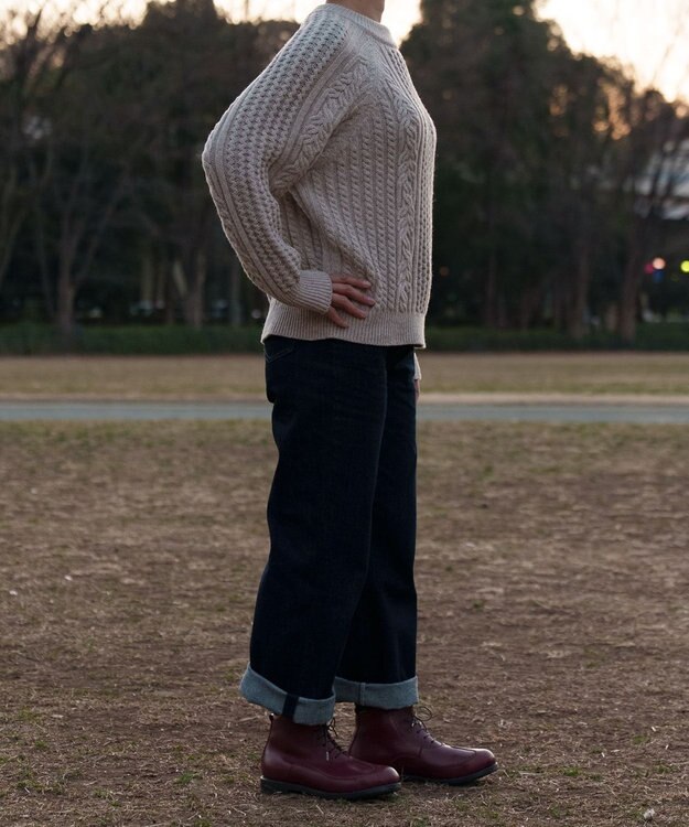 muuc カシミヤウールケーブル編みプルオーバー ベージュ