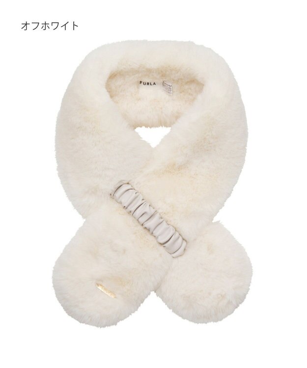 MOONBAT FURLA フェイクファーくしゅくしゅリボンマフラー オフホワイト
