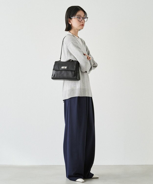 russet ソフトレザーフラップミニトートバッグ(CE-1674) Black