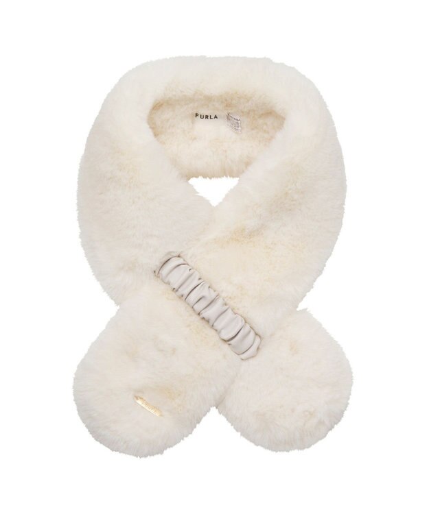 MOONBAT FURLA フェイクファーくしゅくしゅリボンマフラー オフホワイト