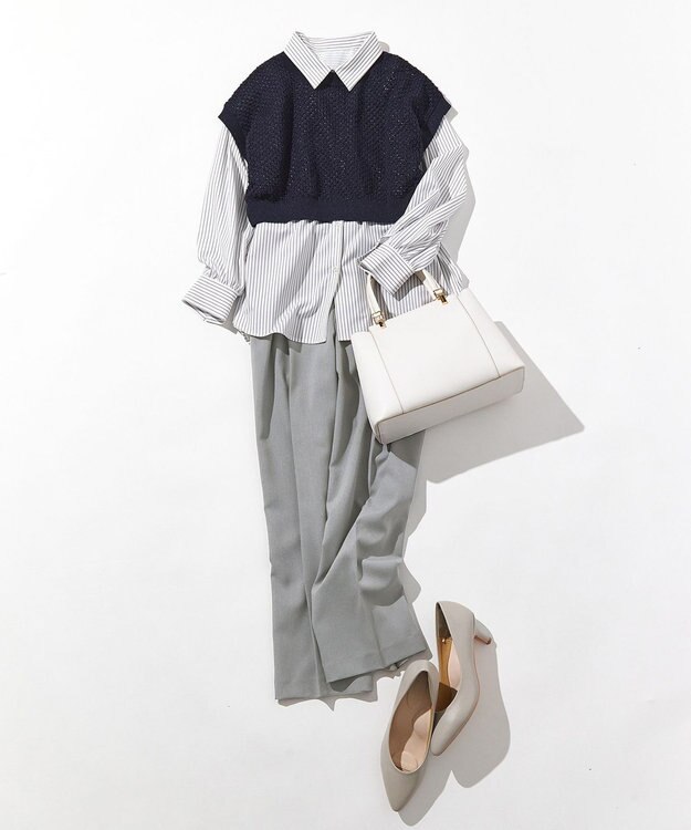 ANY SIS 【貴島明日香さんコラボ・3点セット】メッシュ ニット×キャミ ワンピース ライトブルー