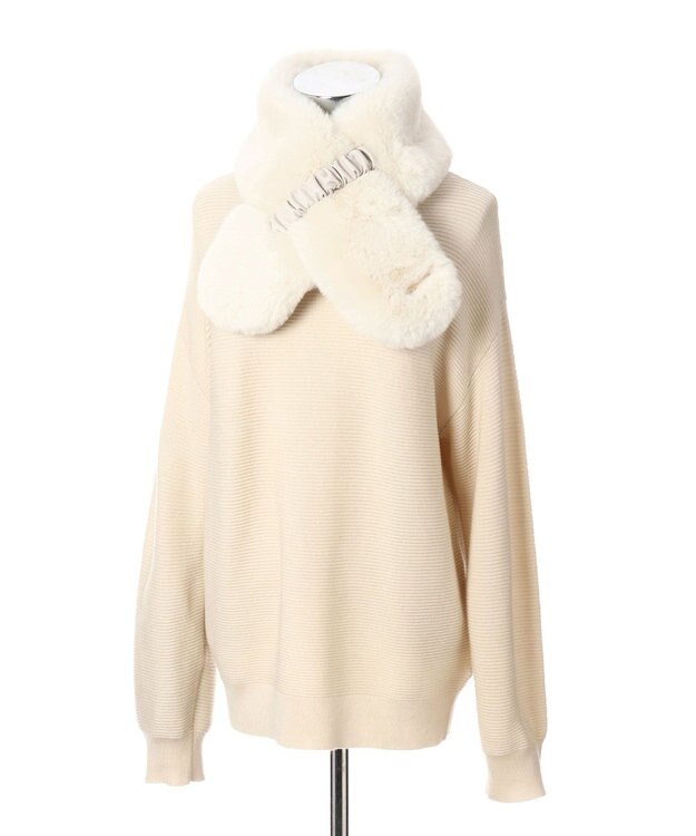 MOONBAT FURLA フェイクファーくしゅくしゅリボンマフラー オフホワイト