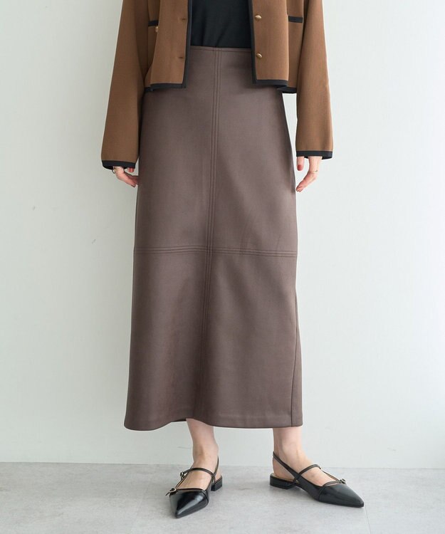 YECCA VECCA レザーライクナロースカート Brown