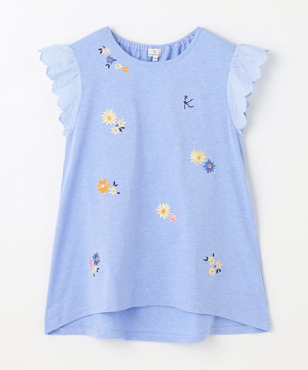 組曲 KIDS 【150-160㎝】フラワーエンブロイダリー チュニック サックスブルー