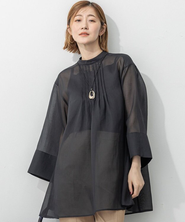 23区 【洗える】シアービエラ チュニック ブラウス ブラック系