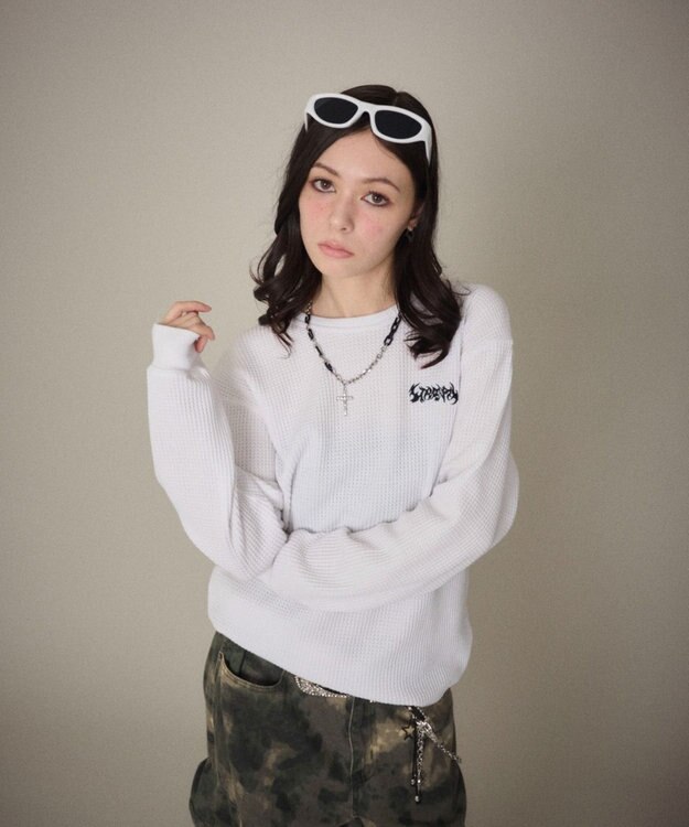 WEGO 【ユニセックス着用ITEM】ワッフルロゴT（長袖） ホワイト