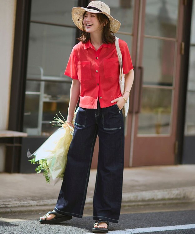 23区 レザータッチトング サンダル ブラック系