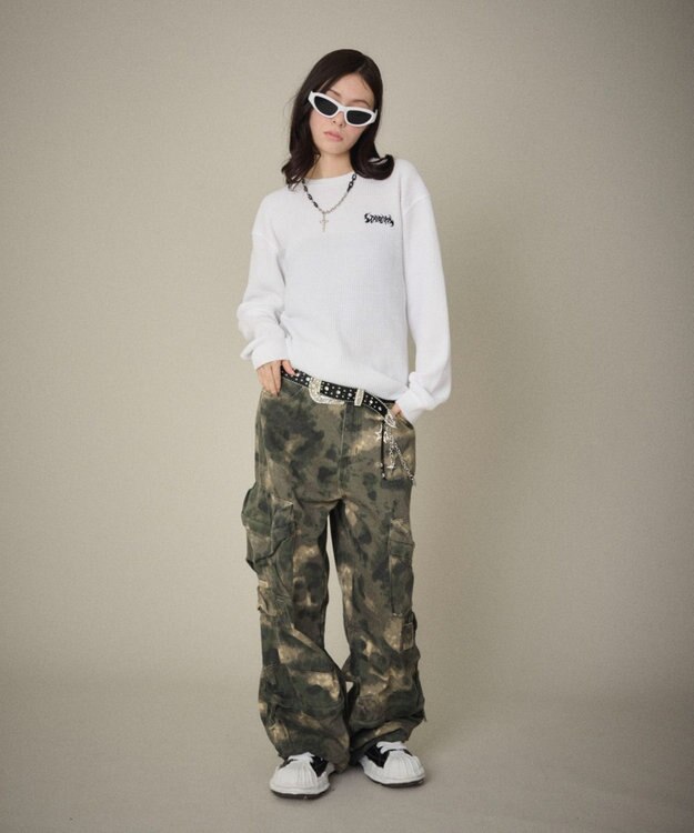 WEGO 【ユニセックス着用ITEM】ワッフルロゴT（長袖） ホワイト