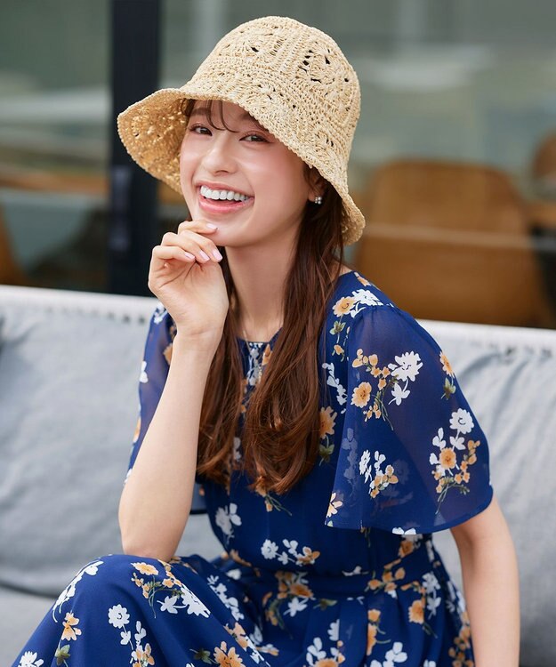 Tiaclasse クロシェ柄編みバケットハット アイボリー