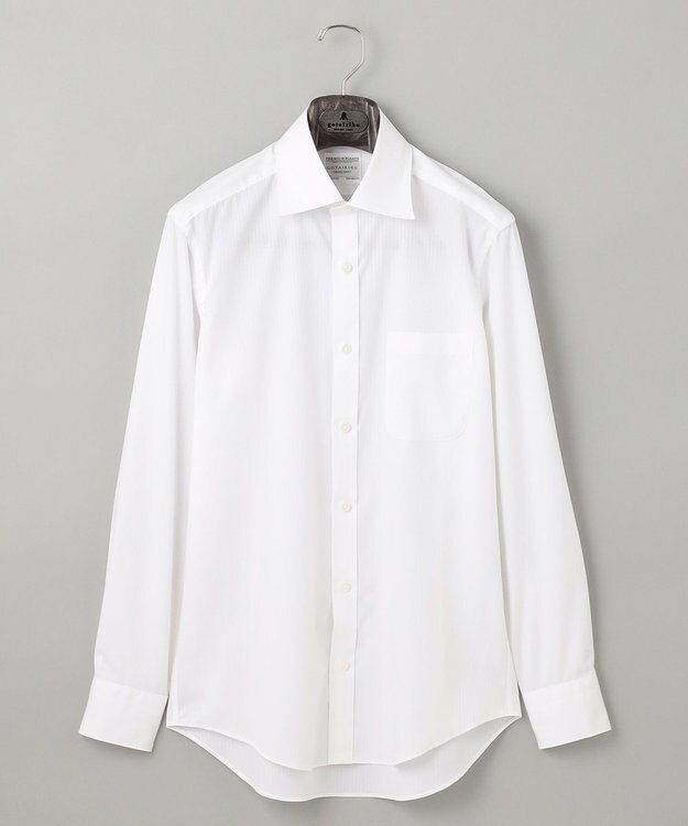 GOTAIRIKU 【形態安定】PREMIUMPLEATS_セミワイドカラー _織柄_通年ドレスシャツ ドビーストライプ/ホワイト系1