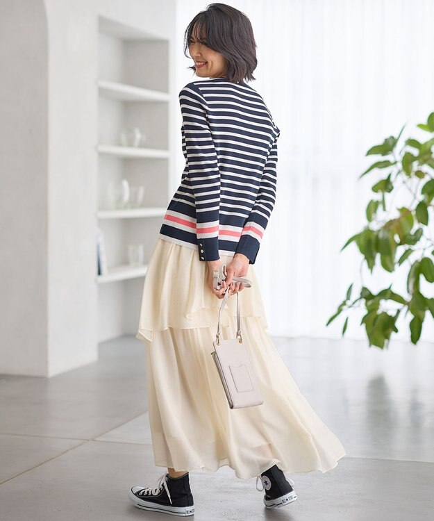 23区 【Oggi4月号掲載/洗える】シアーツイル ティアードスカート アイボリー系