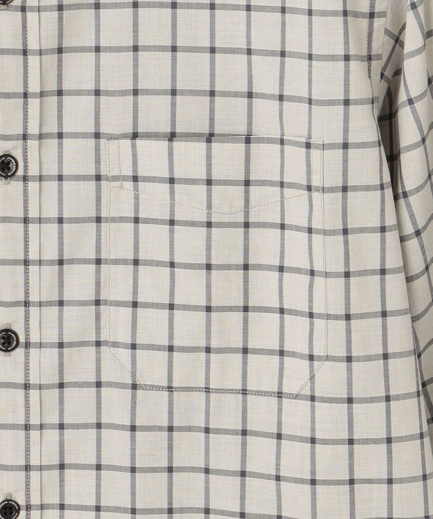 JOSEPH ABBOUD 【綿100％】ファインカウントシャンブレーチェックシャツ ライトグレー系4