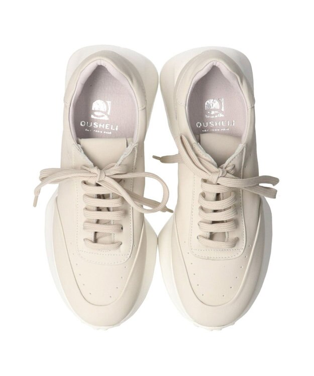 INTER-CHAUSSURES 【QUSHELI】フレアランニングソールスニーカー ホワイト