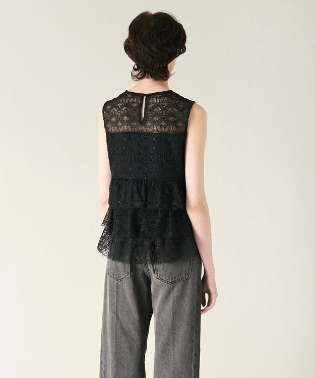 GRACE CONTINENTAL レースギャザートップ ブラック