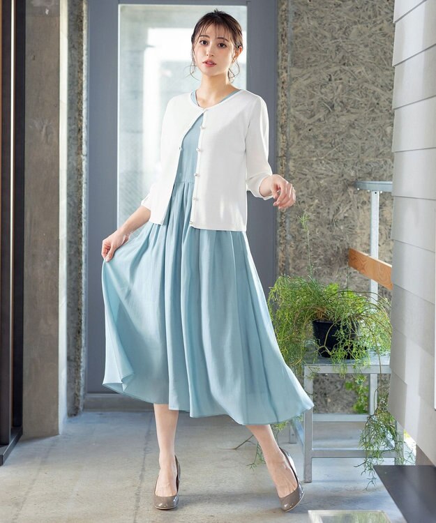 Tiaclasse L 【洗える】ミラノリブ編みが大人上品なリボンニットカーディガン オフホワイト