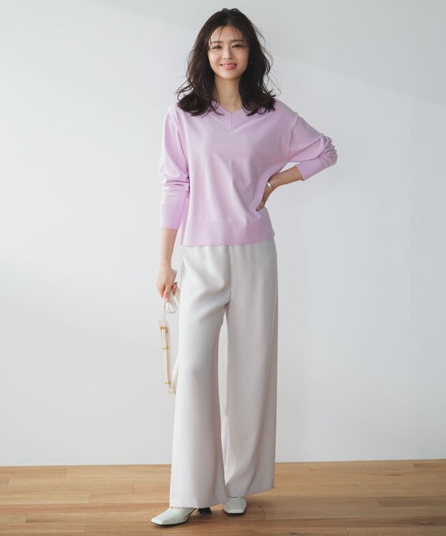 UNFILO マイビューティニット Vネック ライラック