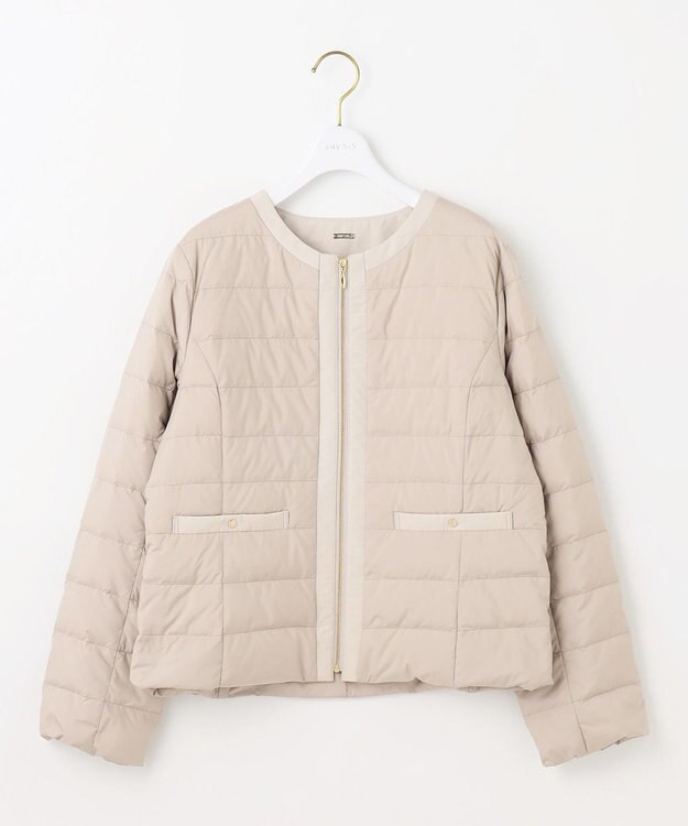 ANY SIS 【2WAY】ノーカラーダウン ジャケット ベージュ