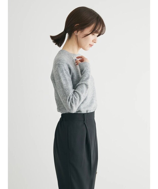 Green Parks ビジュー付きニットプルオーバー Gray Mixture