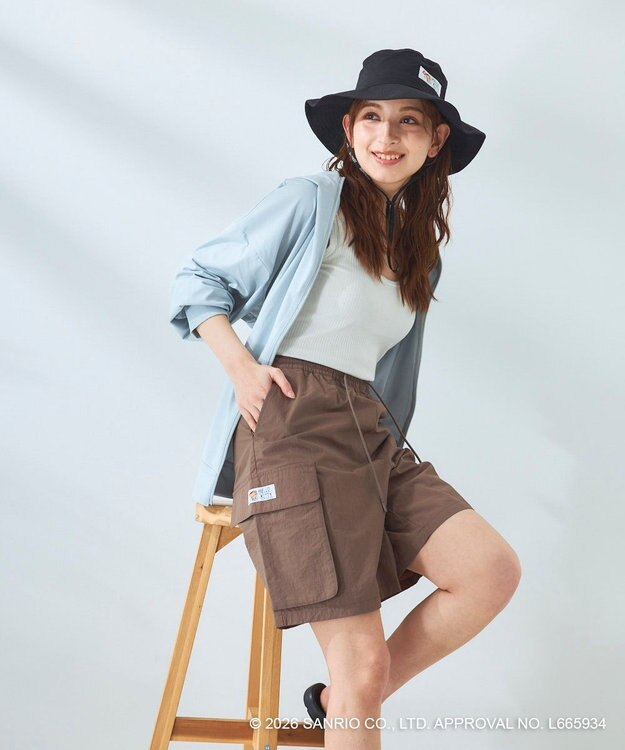 OP／FILA 【Ocean Pacific×ハローキティ】水陸両用ハーフパンツ ブラウン