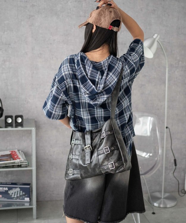 WEGO ベルトデザインBIGショルダー ブラック