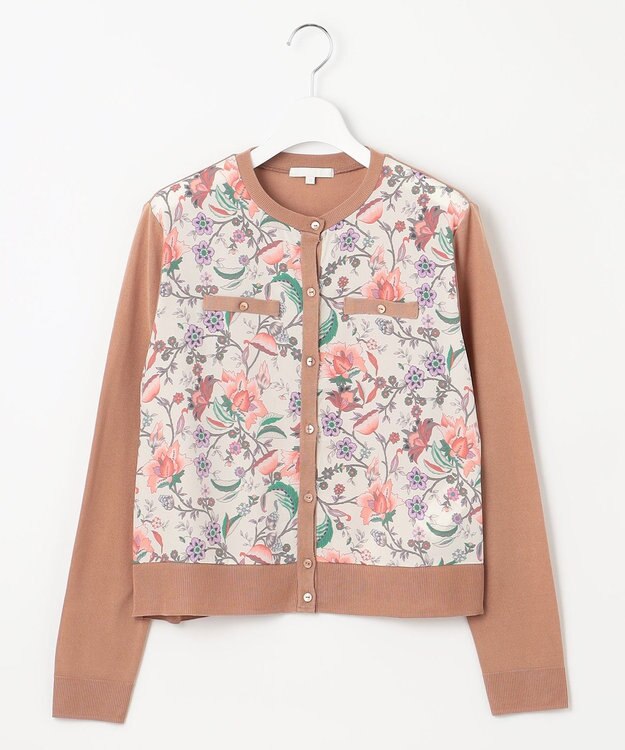 自由区 L 【アンサンブル対応・洗える】マラケシュフラワープリント長袖 カーディガン マルチ