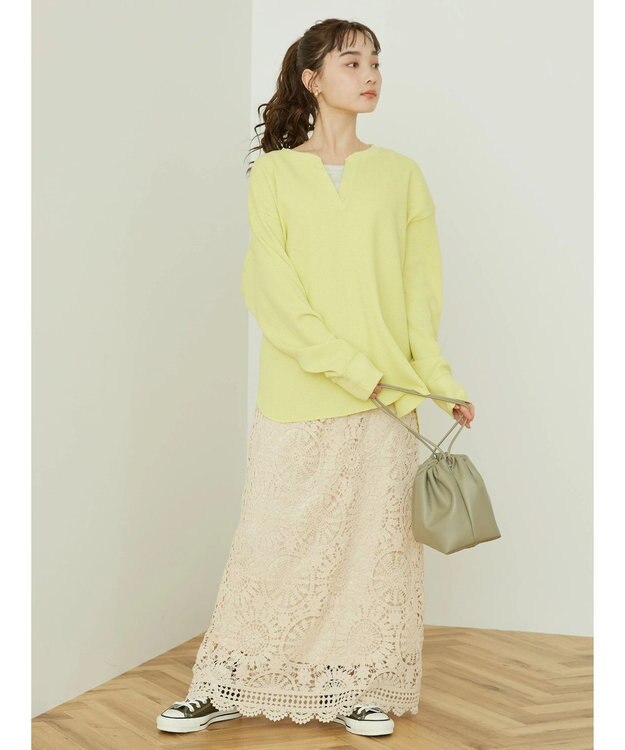 AMERICAN HOLIC スキッパーワッフルプルオーバー Yellow