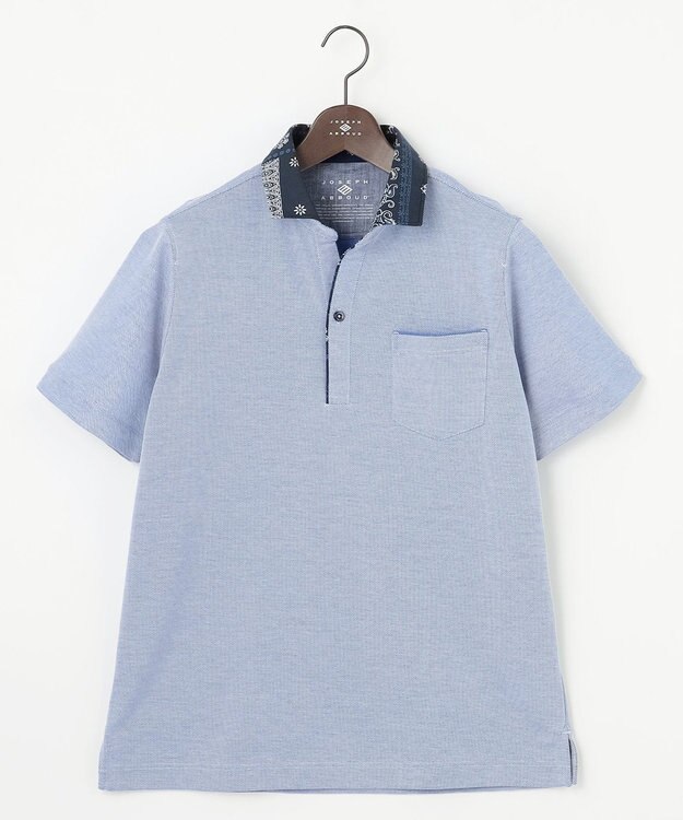 JOSEPH ABBOUD 【愛されて20年！オーガニックコットン使用】 バンダナプリント ダディ ポロシャツ ダルブルー系