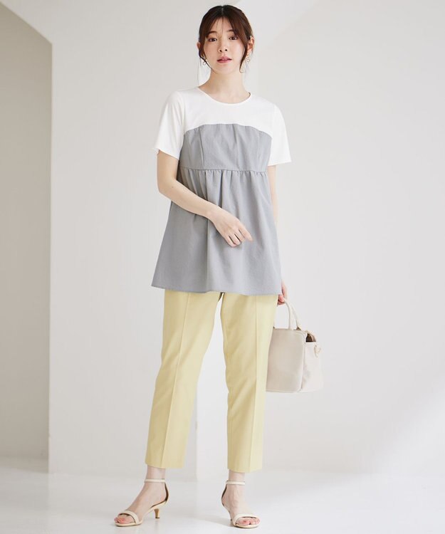 ANY SIS 【接触冷感・UVカット・撥水】クールタッチテーパード パンツ イエロー