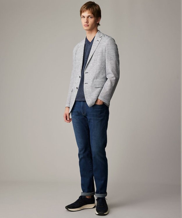 JOSEPH ABBOUD 【リネン素材/吸水速乾/日本素材】リネンハニカム Vネック Tシャツ ネイビー系