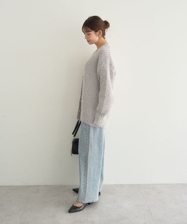 earth music&ecology 【予約】カラーミックスシャギーカーディガン グレー