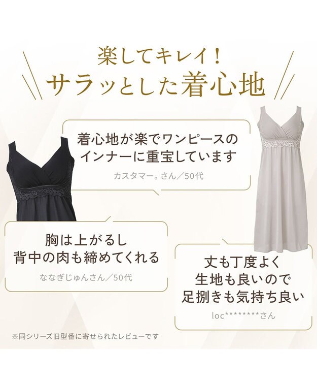 BRADELIS New York 【BRADELIS NewYork peace】綿混キャッチャーカップレースブラスリップ25 ノンワイヤー 補正下着 静電気軽減 インナー カップ付き ブラトップ ワンピース グレージュ