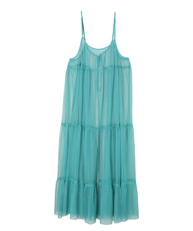 Green Parks ・ＥＬＥＮＣＡＲＥ　ＤＵＥ　２ｗａｙチュールキャミワンピ Turquoise Blue