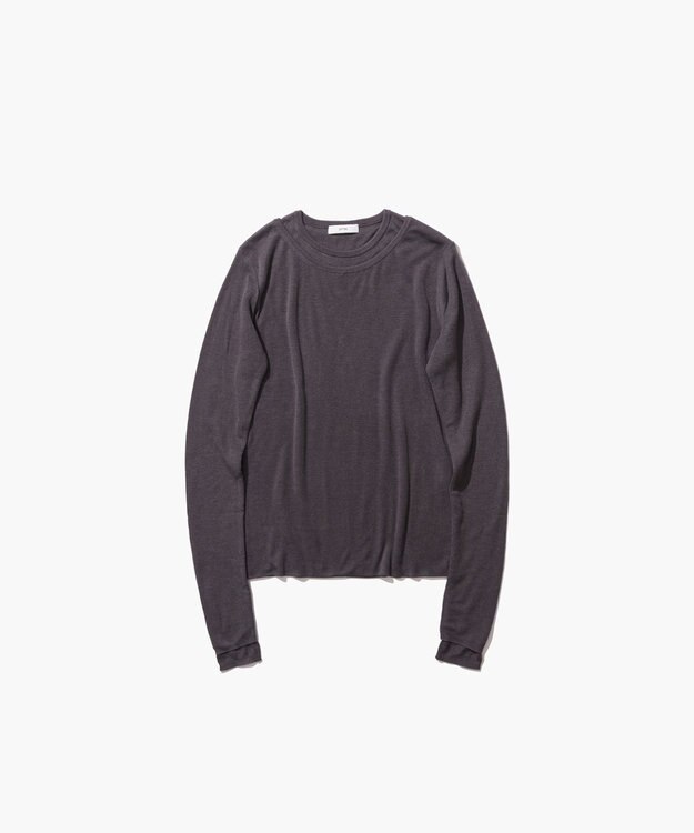 ATON TENCEL SILK CIRCULER RIB | クルー＆クルーレイヤード CHAROCAL GRAY