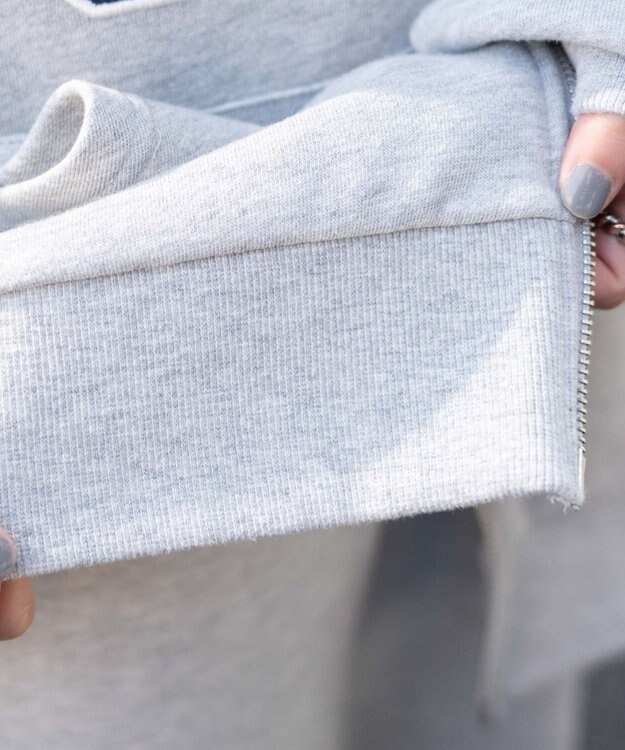 WEGO ナンバリングビッグジップパーカー 杢グレー