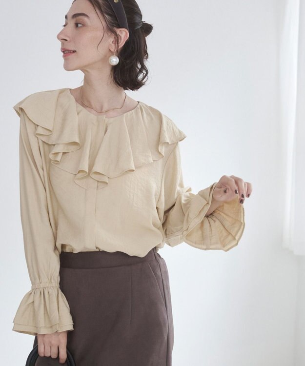 WEGO 【ANGIE VINTAGE】ラッフルブラウス ライトベージュ