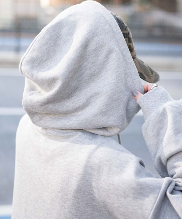 WEGO ナンバリングビッグジップパーカー 杢グレー