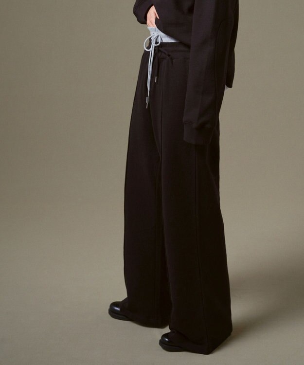 WEGO 【ウエストゴム】スウェットフレアパンツ ブラック