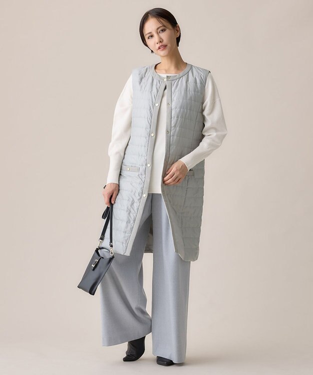 自由区 【洗える】ライトダウン ジレ グレイッシュミント