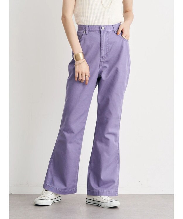 earth music&ecology カラーフレアパンツ Purple