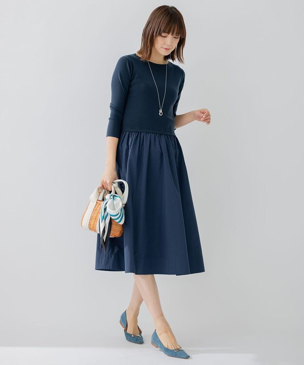 23区 【CLASSY.6月号掲載】ストライプ ダイヤ スカーフ マリンブルー