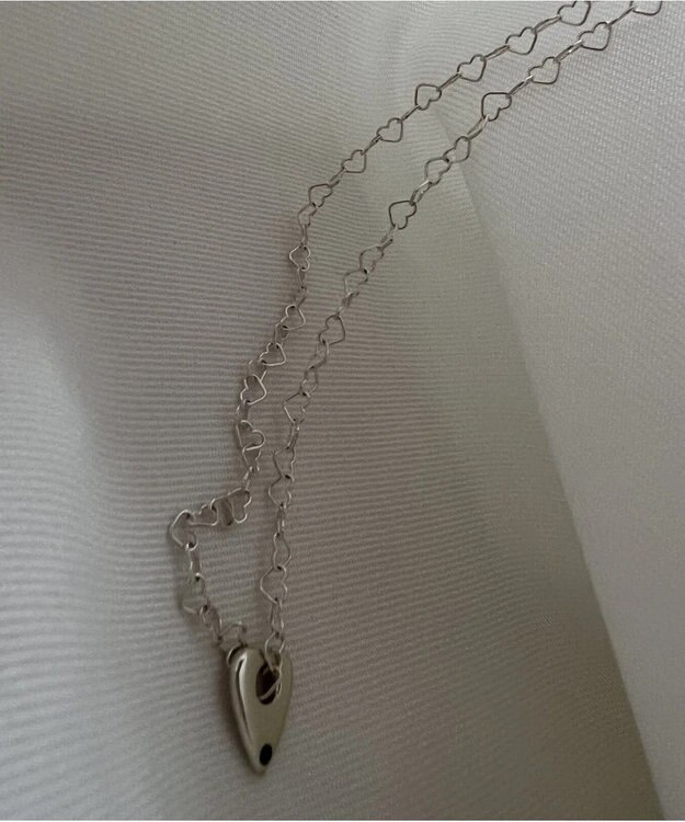 yoaa シルバー925 ハートブラックダイヤモンドネックレス シルバー925