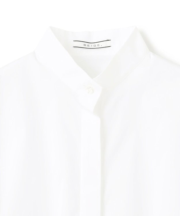 BEIGE， 【洗える】MAGNOLIA / ゴールド釦コットンショート丈ブラウス White