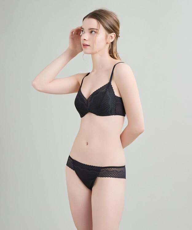 une nana cool 【リニューアル】364ブラ レース ノンワイヤーブラ ブラック