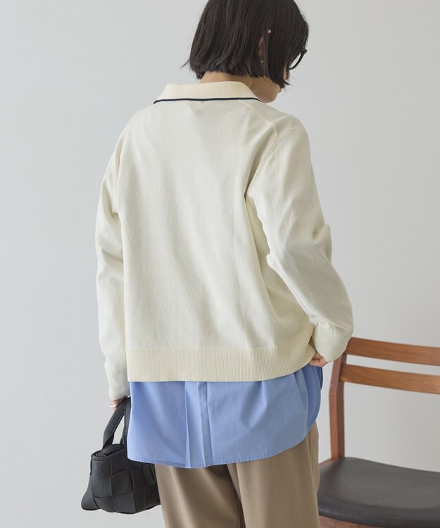 AMERICAN HOLIC 配色ラインニットポロ Ivory