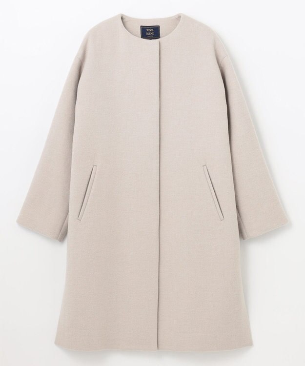 ANY 【防風裏地】ウールブレンドノーカラーコート エクリュ