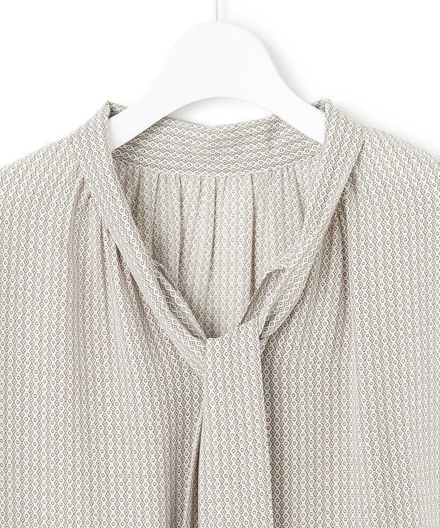 23区 L 【洗える】ヴィンテージ プリント ボウタイ ブラウス ベージュプリント