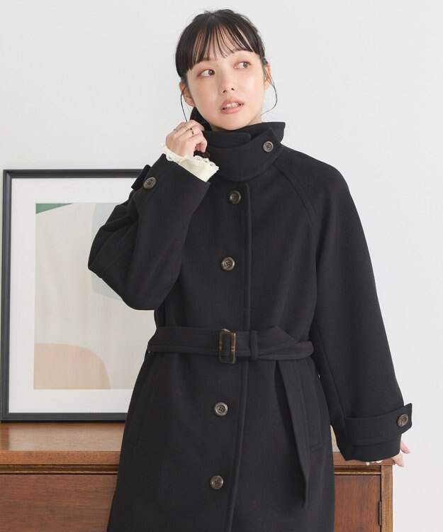 earth music&ecology 2WAYカラーロングコート ブラック