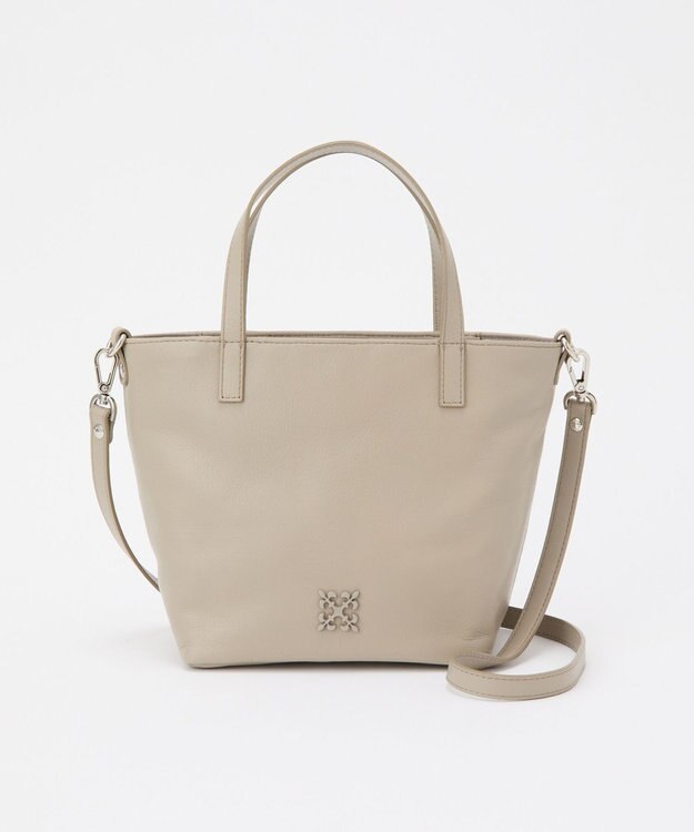 russet レザー2WAYミニトートバッグ(CE-1664) GrayBeige